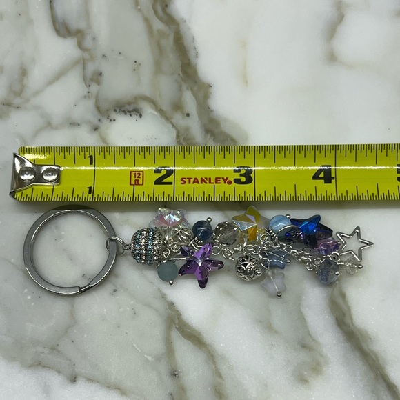Handmade Boutique Sparkly Celestial Star Gemstone Charms Keychain - Picture 5 of 6